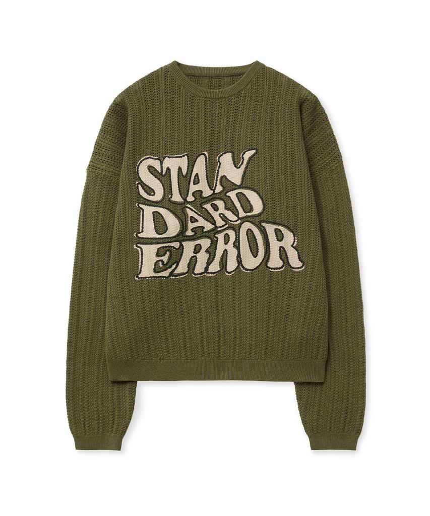 STANDARDERROR 87-Stan190 Country Oversized Color Block Lettering Knit Khaki