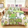 Keroppi Cartoon Duvet Cover Set, Soft Cotton 3 Piece Bedding With Pillowcase, Cute Home Gift For Student Dormitory Room