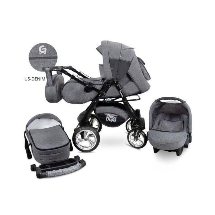 BAZARLAND30.Poussette 3 en 1 haut de gamme Urbano avec siège auto Inclus!Gris