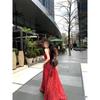 Retro Red Plaid Suspender Waist Slimming Long Skirt Dopamine Island Style Vacation Photo Skirt