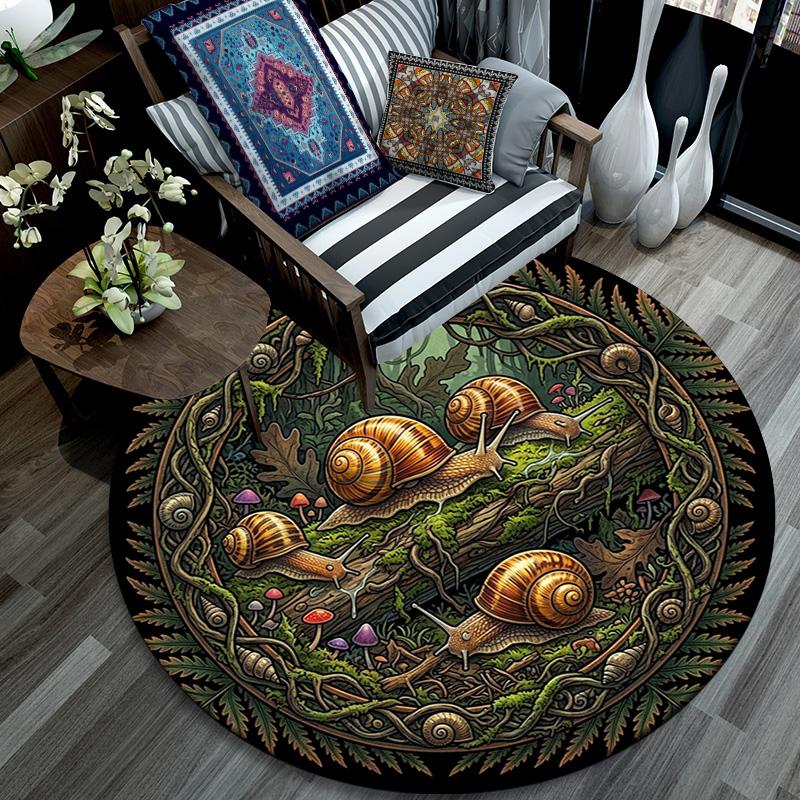 Snail Forest Fantasy Round Area Rug Under Office Chairs Bedroom Living Room Home Decor 80cm x 80cm