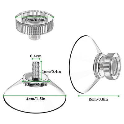 Transparent Strong Suction Cup Hook with M4 Screw, Plastic Nut, and Foot Pad