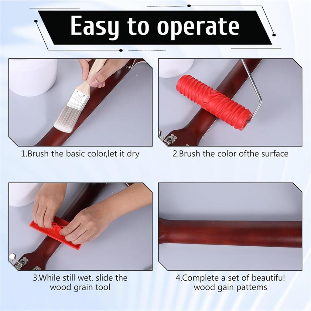 11pcs Wood Graining Tool Set,Wood Grain Tool 7" Faux Wood Grain Roller Wood Grain Painting Tool,for Wall Room Decoration