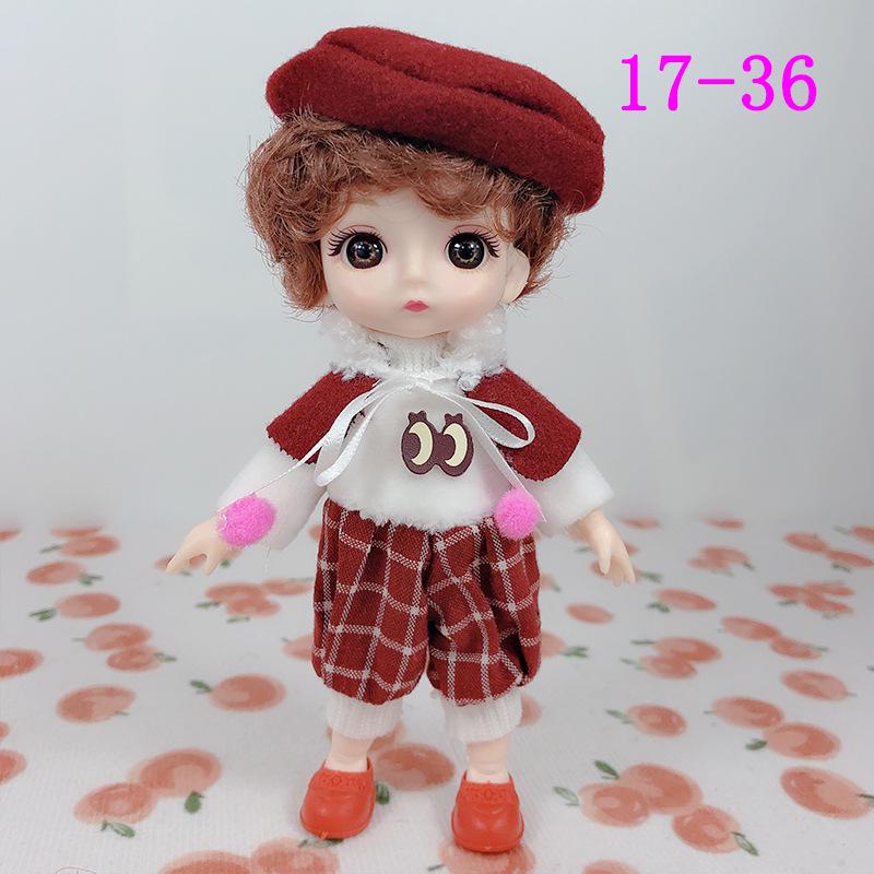 17cm 8-Point BJD Princess Doll with Denim Wedding Dress - 6-Inch Dress-Up Toy Set with Tops and Shorts