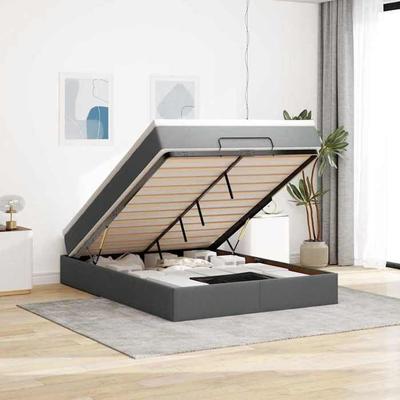 Maison Exclusive - Cadre De Lit Ottoman Avec Matelas Gris Foncé 140x200 Cm Tissu