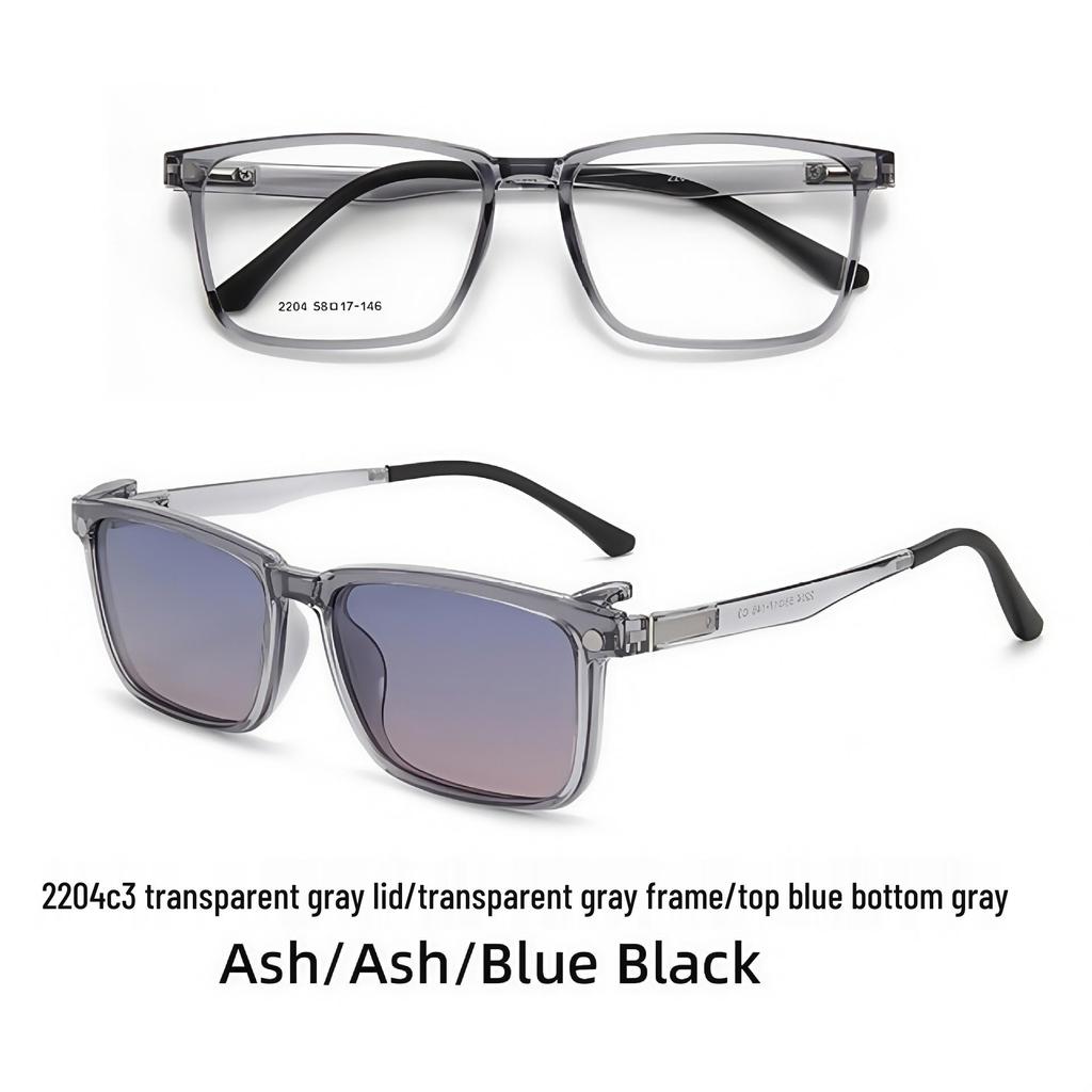 2204TR90 Large Frame Magnetic Clip-On Polarized Sunglasses with Night Vision for Men and Women