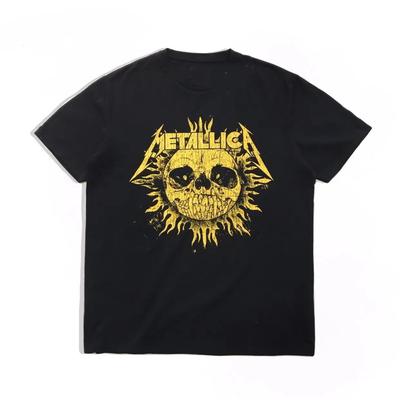 European and American Men's Short-sleeved T-shirt Metal Rock Metallica Band Skull Sun Trend Casual