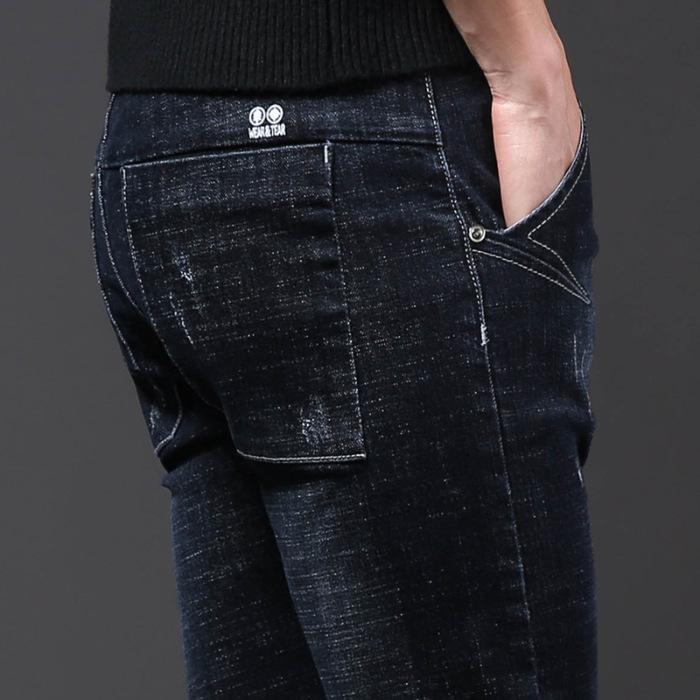 

2024 Новые весенние и осенне-зимние плюшевые/обычные джинсы мужские модные брендовые облегающие брюки с короткими прямыми штанинами свободные длинные брюки 38 чёрный/серый