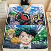My Hero Academia Deku & Bakugo Pattern Flannel Blanket, High Quality Comfortable for All Seasons, Home Decor, Warmth and Comfort, Perfect for Gifts.