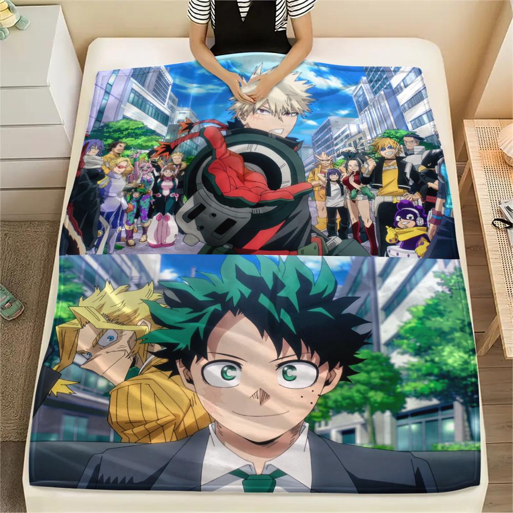 My Hero Academia Deku & Bakugo Pattern Flannel Blanket, High Quality Comfortable for All Seasons, Home Decor, Warmth and Comfort, Perfect for Gifts.