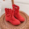 2024 New Fashion High Heel Children Shoes For Girls Flower Autumn Leather Boots Ankle Kids Boots 5-16Years Old toddler boots