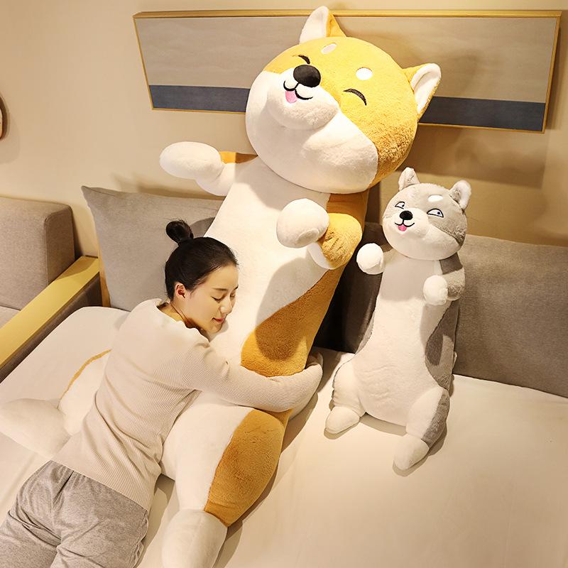 60-100cm Cartoon Standing Dog Plush Toys Soft Cotton Stuffed Pillow Cushion Animal Shiba Inu Husky Doll Baby Kids Birthday Gift