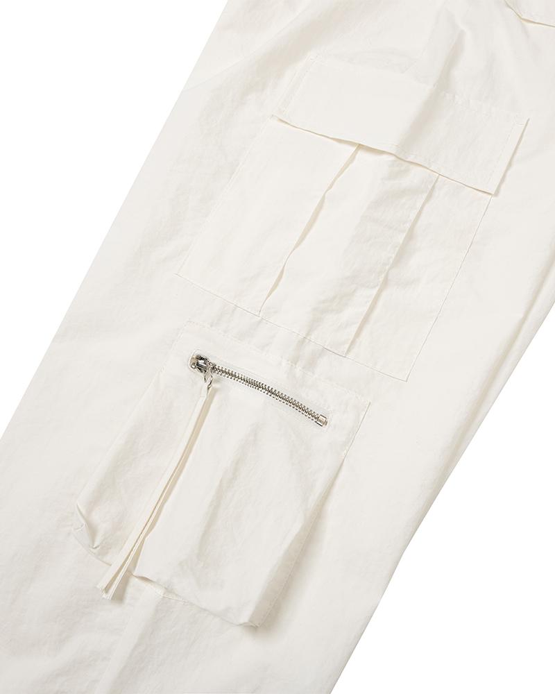 MOAA Ruffle Zipper Cargo Pants (White)