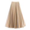 Women Spring Autumn Solid Elegant Chic Pleated Skirt High Waist Luxury With High Elastic Female C-035