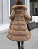 Women Winter Hooded Faux Fur Collar Big Pocket X-Long Belted Coat Mom's Puffer Jacket Cotton Padded Parkas Outwear Overcoat