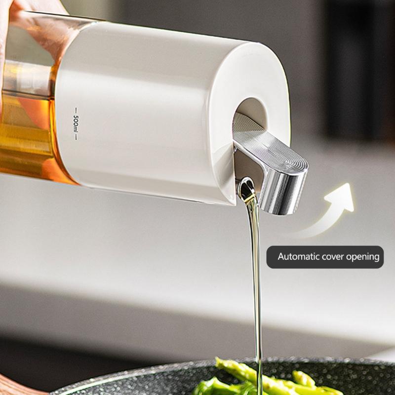 Bouteille d'huile automatique facile à utiliser Flasque à huile à fermeture automatique conviviale Bouteille d'huile pour les garde-manger domestiques et de bureau