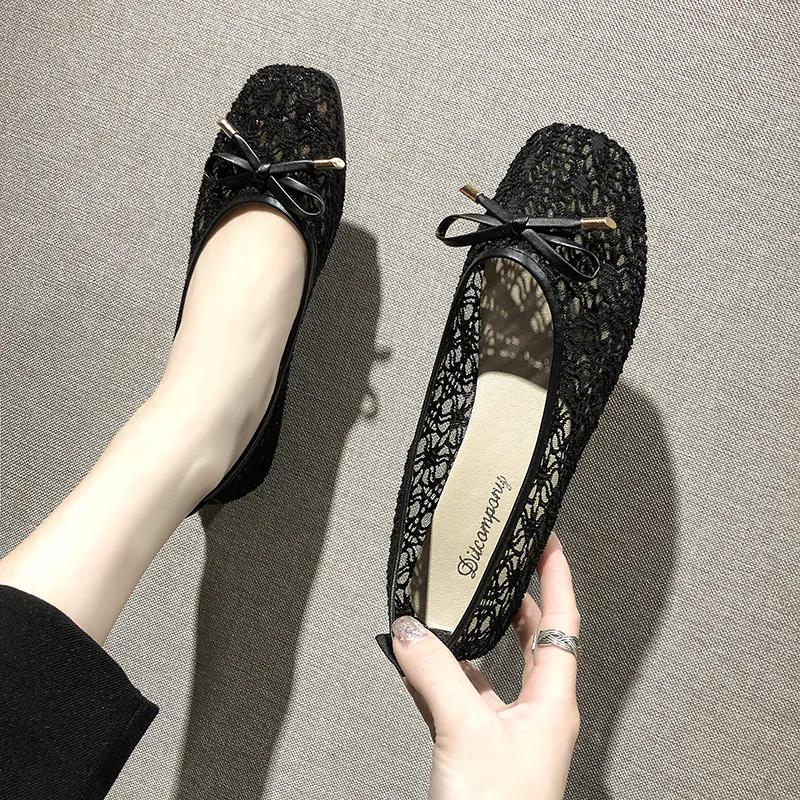 Women Hollow Breathable Cloth Shoes Ladies Soft-soled Non-slip Sandals Round Head Breathable Comfortable Footwears