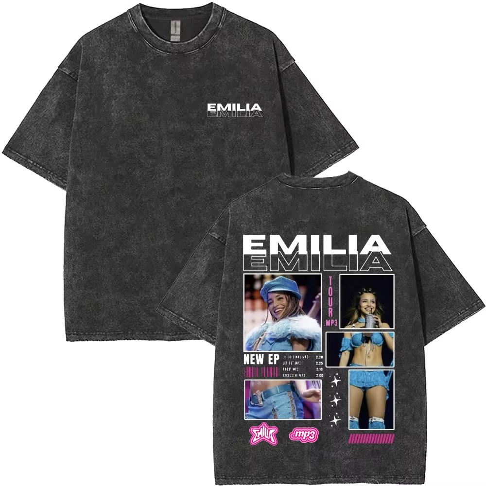 Emilia Mernes MP Tour Tshirts Men Women Fashion Washed Vintage T Shirts Short Sleeve Male Cotton Oversized T Shirt Streetwears