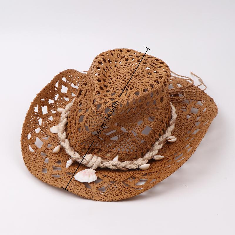 Vintage Western Cowboy Sun Hat Men Women Straw Hat Outdoor Travel Ethnic Style Gift Uv Protection Cap Chapeau Beach Hat