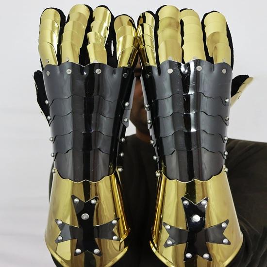 Medieval Gauntlets Steel Brass Gloves Set Medieval Armor Gloves Special Christmas Gift For your favorite person