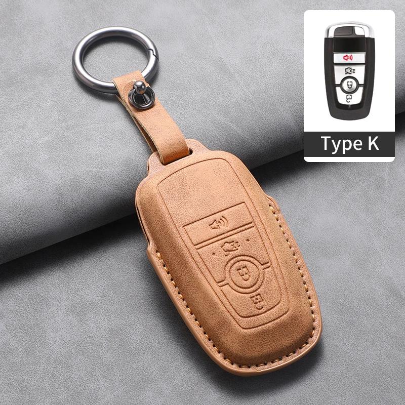 4 5 Tasten Leder Auto Schlüsselhülle Abdeckung Für Ford Fusion Mustang Edge Explorer Focus F150 F250 F350 F550 Escape für Lincoln Mondeo