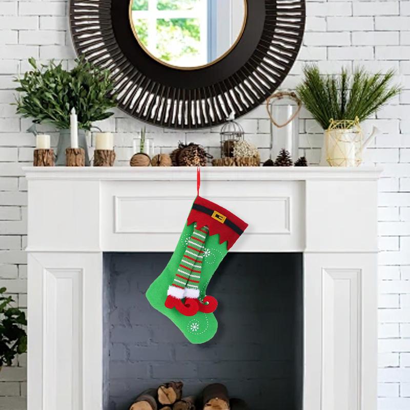 1Pc Fireplace Ornaments  Santa Sock Xmas Tree Christmas Stocking Candy Bag