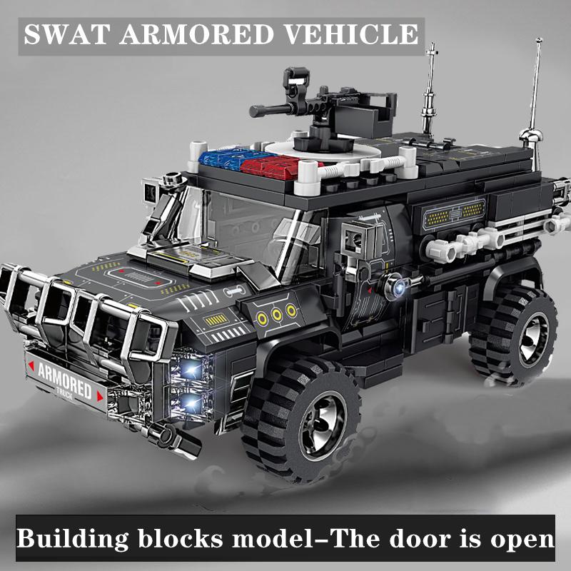 SWAT Armored Car Toys World War II Army Military Soldiers City Police Assembled Building Blocks Bricks Kids Car Enthusiasts Gift
