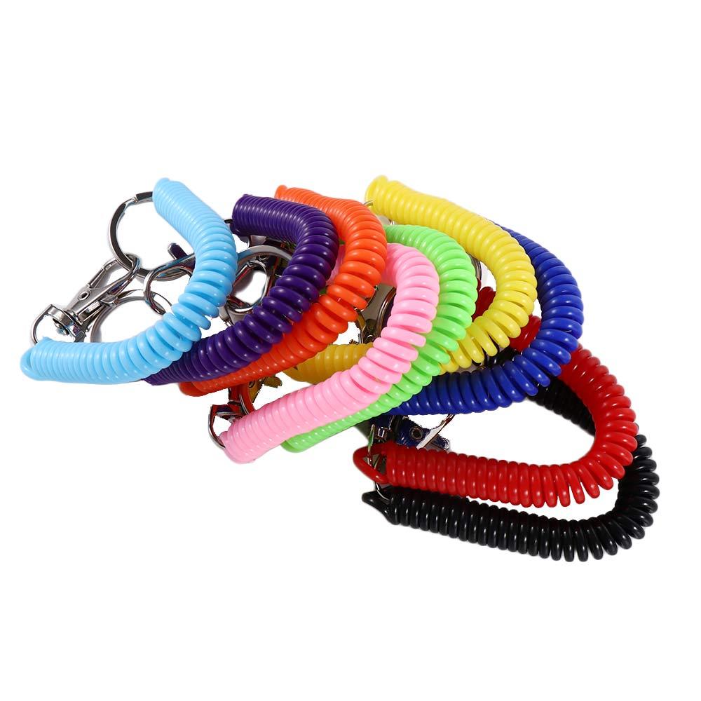 Sicherheitsausrüstung Handgelenkspirale Seil Schlüsselring Elastische Seile Spiral-Dehn-Schlüsselanhänger Schlüsselband Verschluss