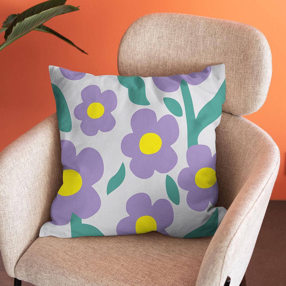 Nordic Abstract Art Flower Print Pillowcase Short Plush Pastoral Simple Home Sofa Cushion Car Cushion