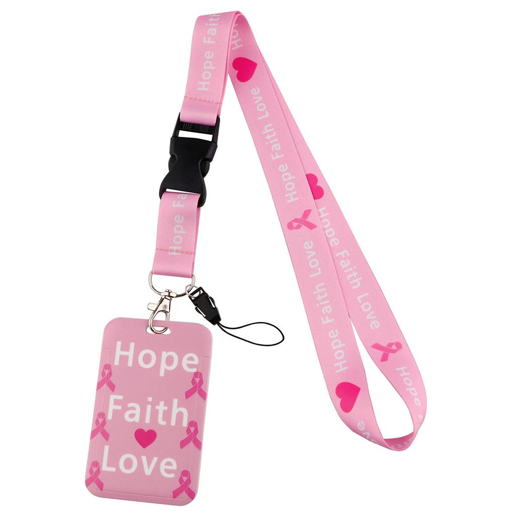 Credential Holder Pink Ribbon Lanyards for Keys Neck Strap For Card Badge Gym Keyring Nurse Accessories
