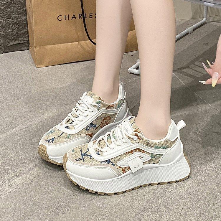 Fashion Muffin Little White Shoes Women's 2025 Spring and Summer New Korean Version Denim Blue Casual Shoes Students Show Feet Small Sports Shoes