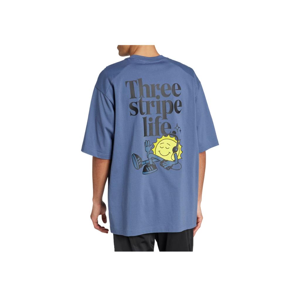 Adidas Positivity Sun Graphic Comfortable Versatile Fashionable Trendy Short Sleeve T-Shirt Unisex T-Shirts Dark-Blue JZ3257