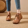 Leather Short Boots Women's Autumn Flat Boots Woman Shoes Beef Tendon Soft Bottom Non-slip Lace Up Ankle Boots for Women