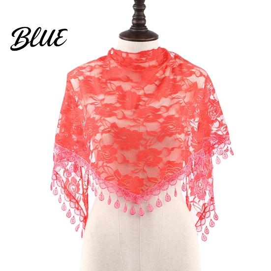 Boho Lace Scarf for Daily Use Floral Shawl with Tassels Women Elegant Sheer Wrap Wedding Head Church Evening Party Lightweight Rose Jacquard Fringed