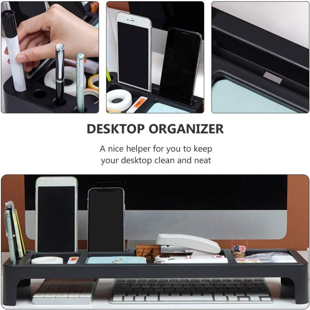 Multifunctional Tabletop Storage Shelf ABS Desktop Organizer Rack Computer Stand Office