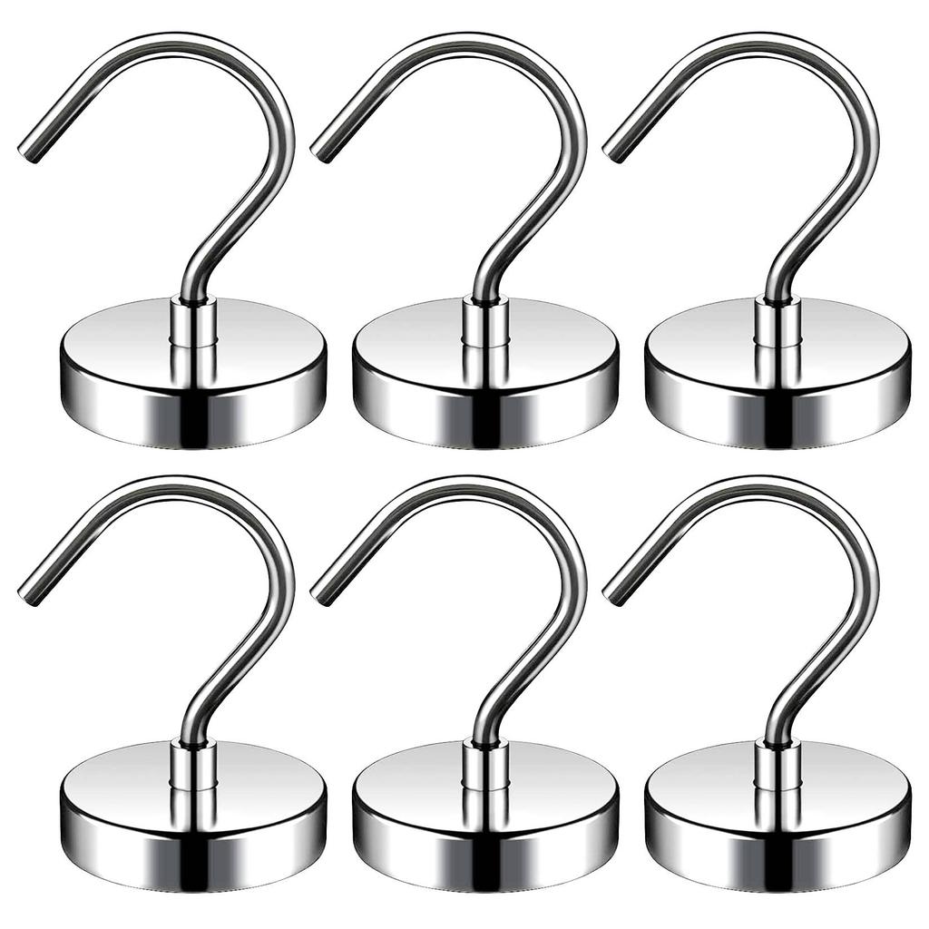 3/6 Pack Magnetic Hooks 60LBS Heavy Duty Magnetic Hooks, Neodymium Magnet Hooks for Hanging, Magnet with Hooks Strong Magnetic