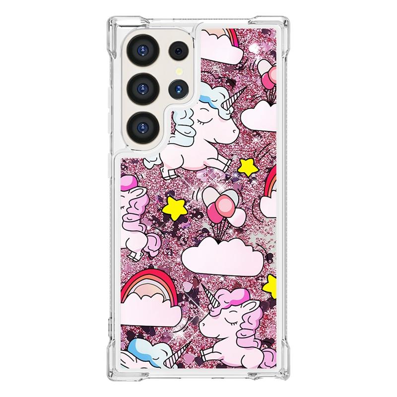 For Galaxy S24 Ultra Case Cartoon Painted Quicksand Liquid Cover On For Samsung Galaxy S23 S 24 Ultra S24 Plus Phone Case Funda