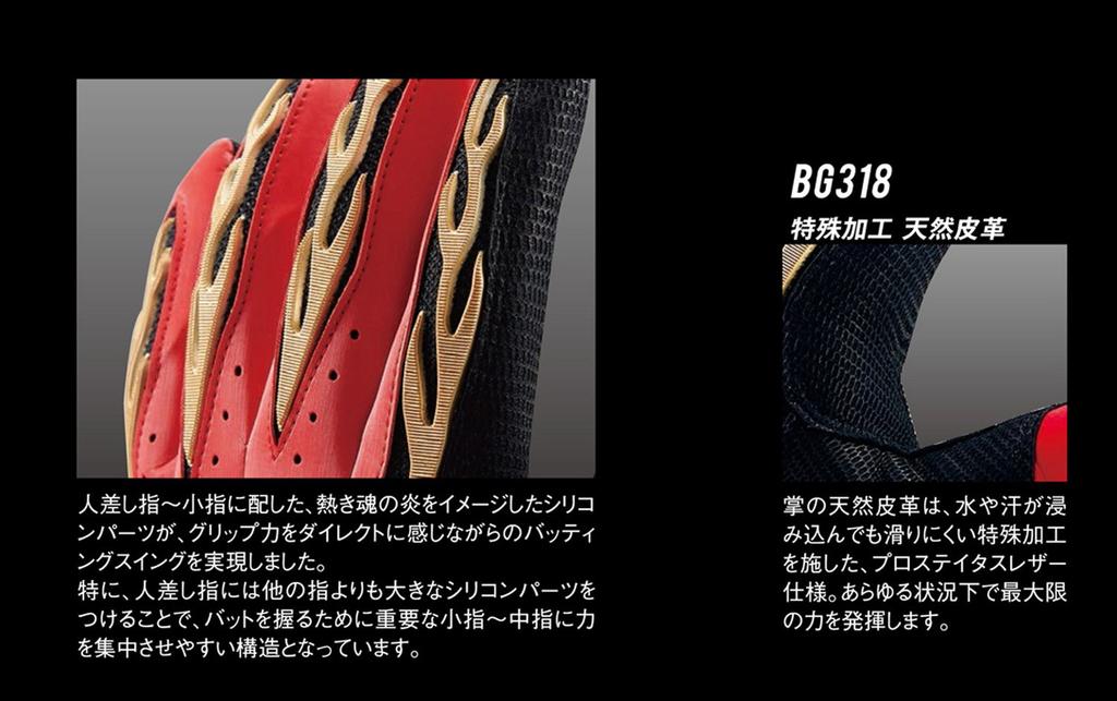 ZETT Pro Status Batting Gloves Red X Gold Size BG318 (Both Hands), (6482), Small, Baseball,