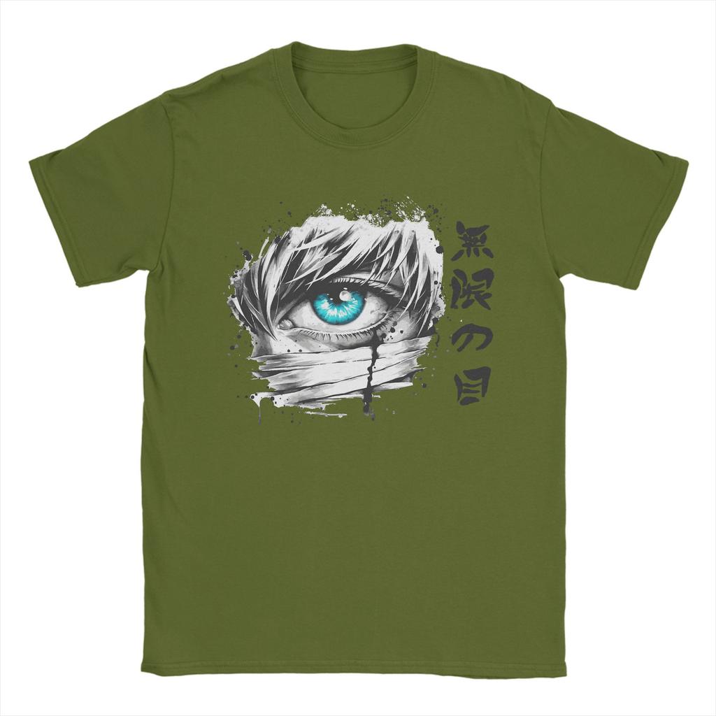 Men T-Shirts Gojo Satoru Jujutsu Kaisen Limitless Eye Vintage 100% Cotton Tee Shirt Short Sleeve T Shirt Tops Graphic Printed