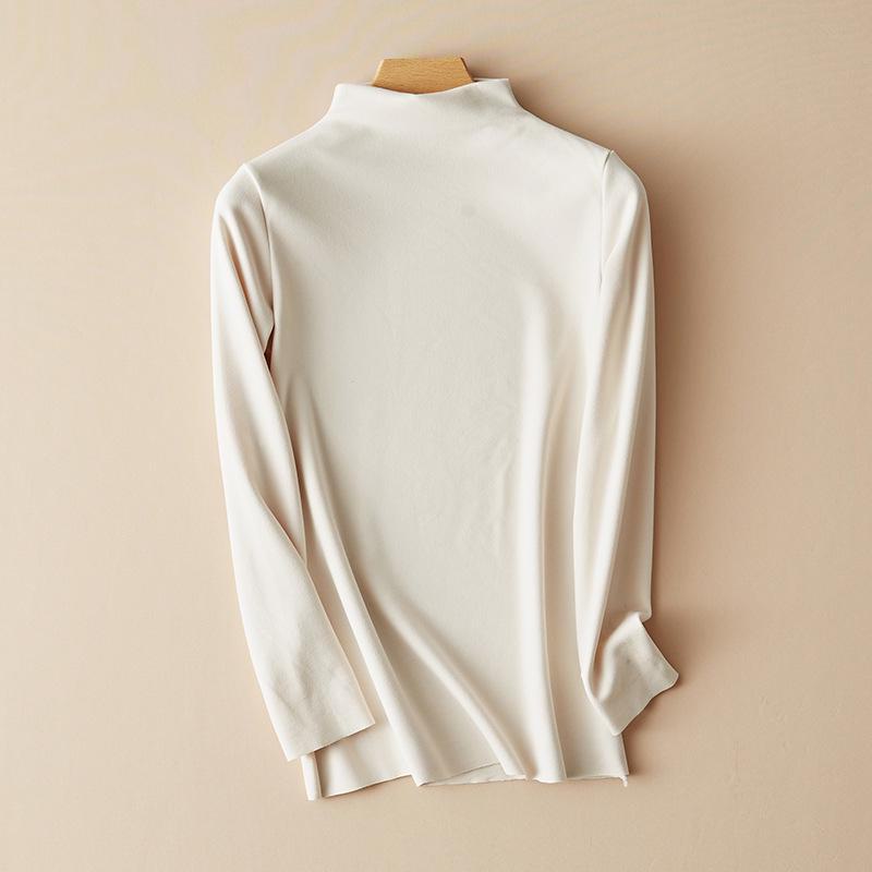 

Женская эластичная облегающая двухсторонняя флисовая рубашка с высоким воротником и длинными рукавами для осени/зимы. XXL жемчужина белый