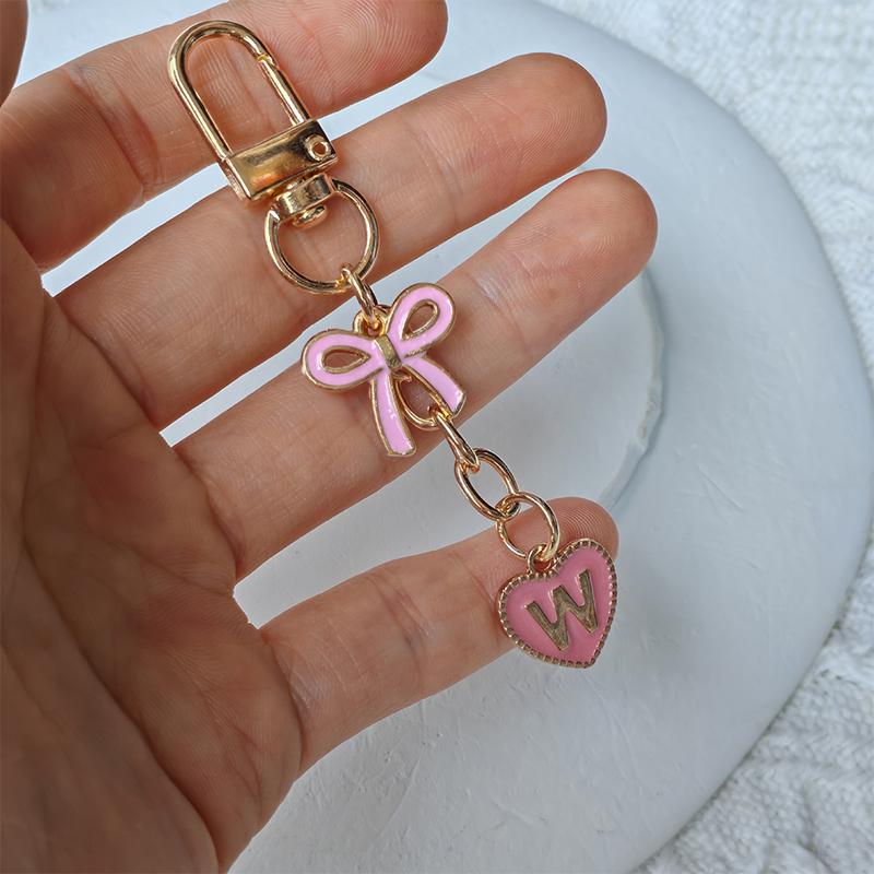 

Креативні Металеві Рожеві Бантики Брелок Модні Літери А-Я 26 Літер Брелоки-Підвіски Тримачі для Ключів Мобільного Телефону Аксесуари для Сумки Подарунок W