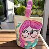Print Letter Tote Bag Lovely Girl Cartoon Lunch Bag Cute Canvas Cartoon Bucket Handbag  Girls