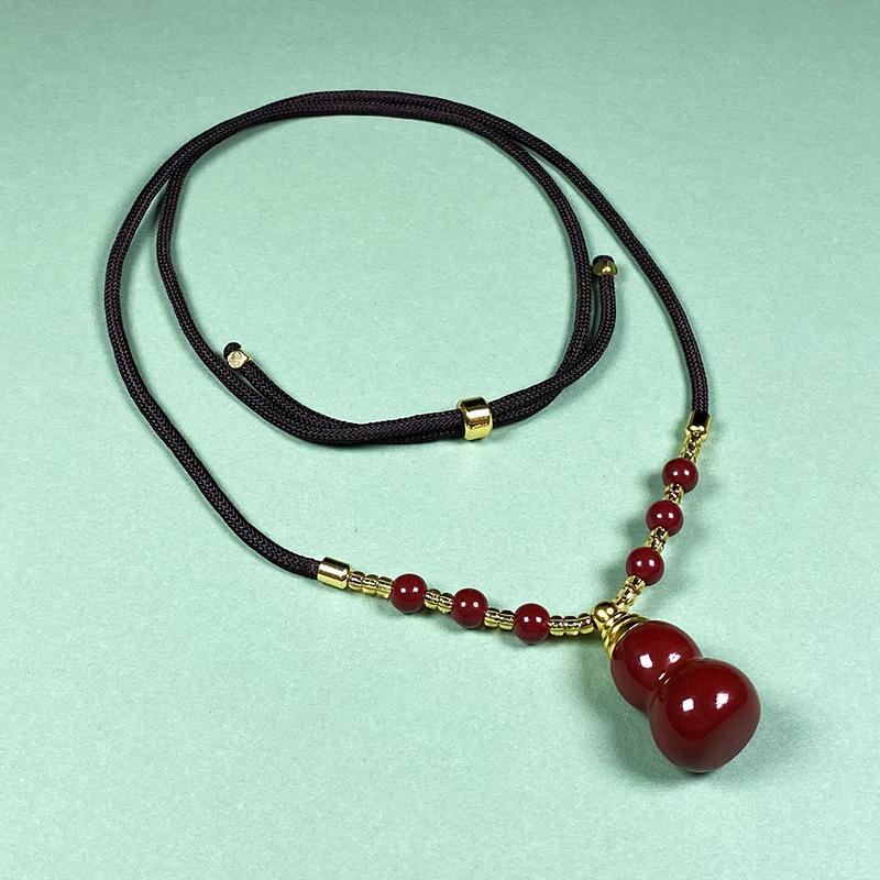 Cinnabar Purple Gourd Pendant Necklace for Men and Women, Exquisite Benming Year Gift.