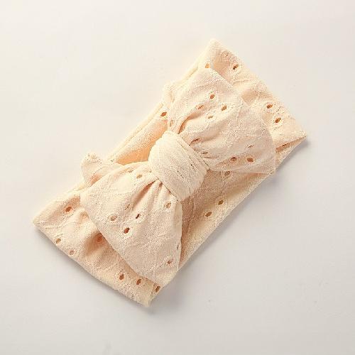 Hollow-out Premium Handmade Embroidered Bow Children's Hair Accessories Lace Hole Baby Headband Headband Wholesale
