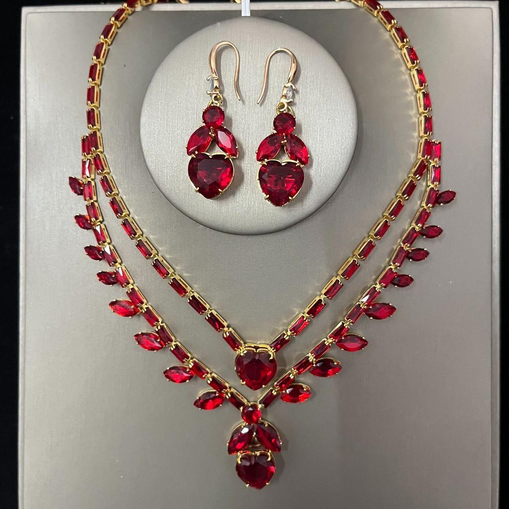 Simple Light Luxury Bridal Zircon Suit Femininity Necklace Earrings Two-Piece Set Fashion Banquet Wedding Accessories