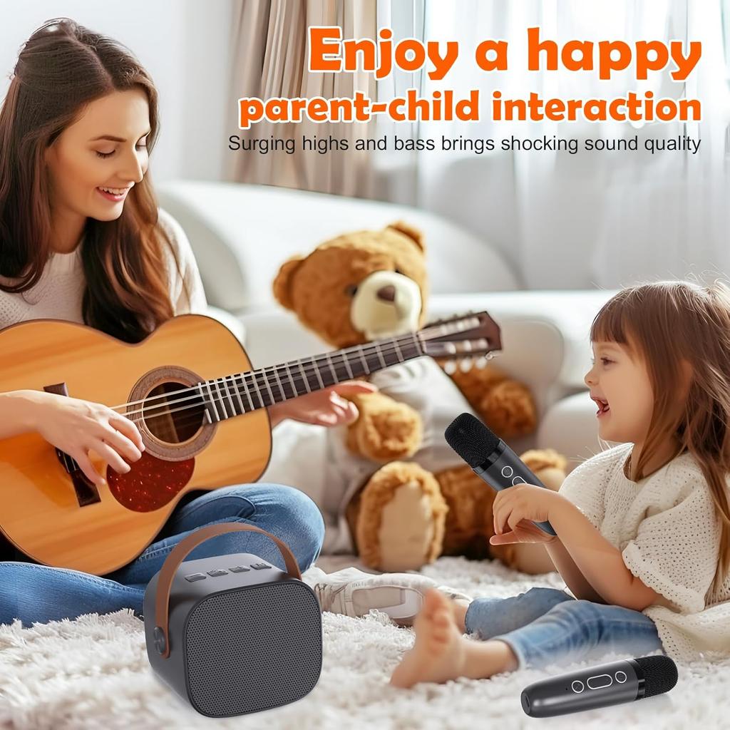 Mini Karaoke Machine for Kids Adults,Portable Bluetooth Karaoke Speaker for Adults Kids with 2 Microphones for 6 7 8 9 10 11 12 Years Old Girls Boys