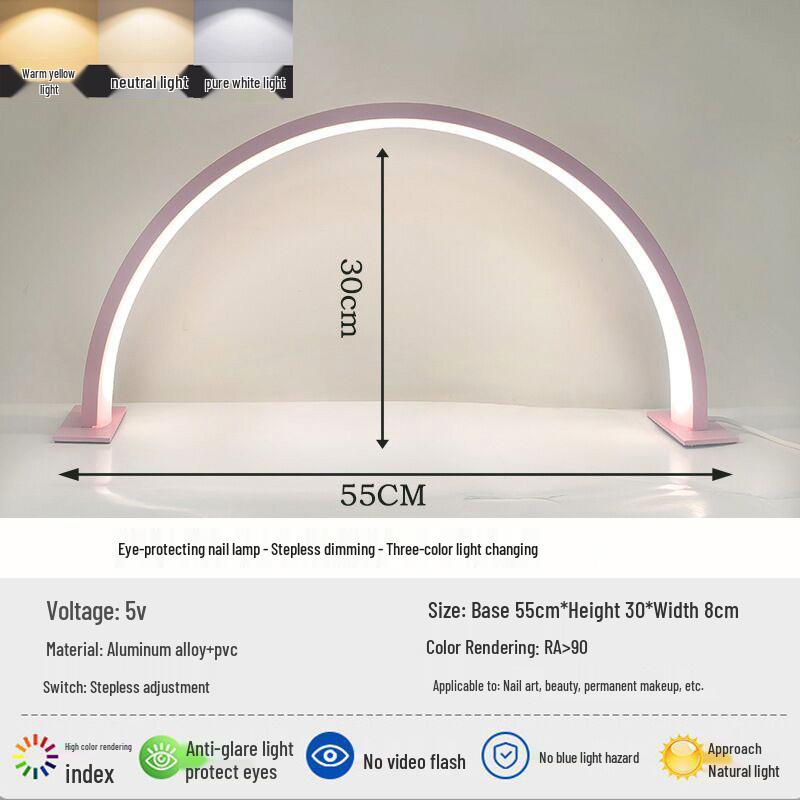 U-Shaped LED Nail Art & Beauty Salon Work Lamp for Eye Protection