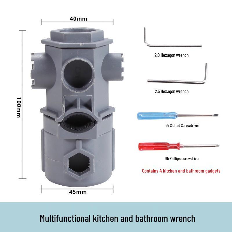 

Multi-Purpose Wrench for Kitchen & Bathroom: Faucet, Aerator Disassembly & Shower Head Installation Tool