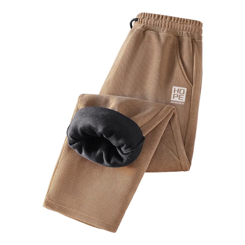 Jeanswest Men's Autumn/Winter Plush-Lined Straight-Leg Sweatpants