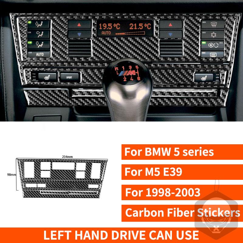 For BMW 5 Series M5 E39 1998-2003 Real Carbon Fiber Sticker Radio AC CD Shift Door Lift Panel Car Accessories Ide Decorative